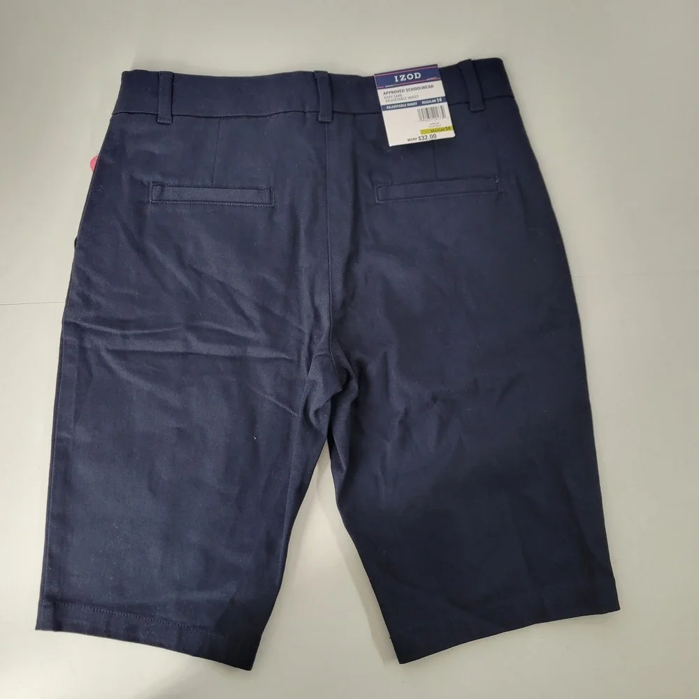 IZOD Approved Schoolwear Navy Blue Adjustable Waist School Pants Size 14 - Picture 2 of 6